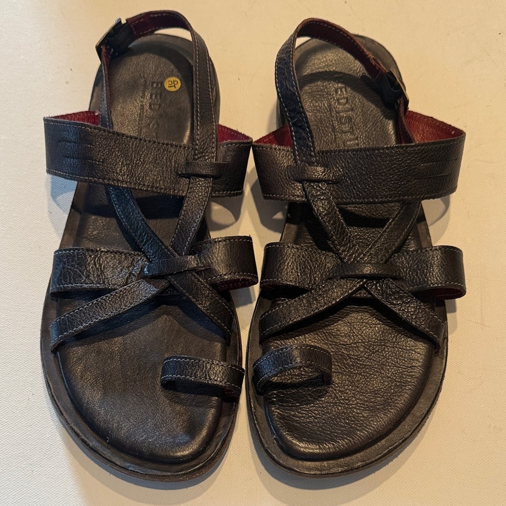 Bed Stu Black Leather Strappy Sandals